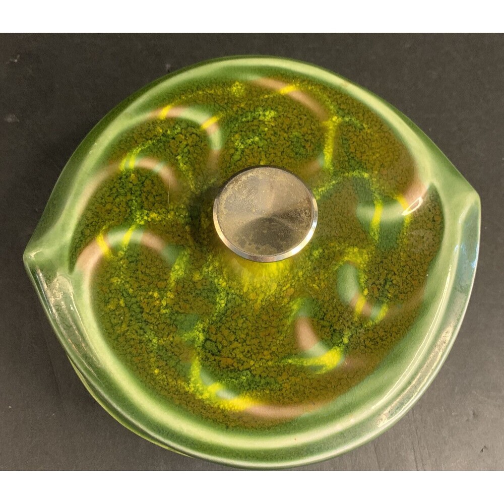 Vintage Green Pottery Bowl With Lid USA 2747 And 736-737 Markings